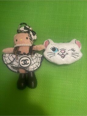 No Boundaries Pink Plush Doll Keychain with White Cat Pouch